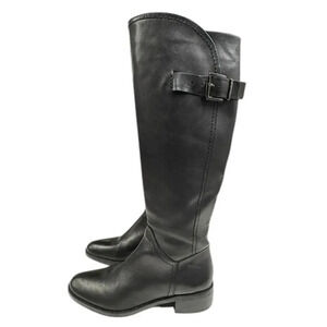 Arturo Chiang Darren Black Leather Knee High Zip Up Boots Size 8